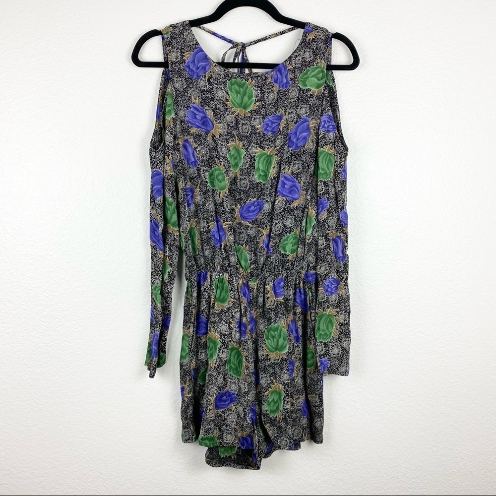 LINE & DOT Purple and Green Floral Romper, size S